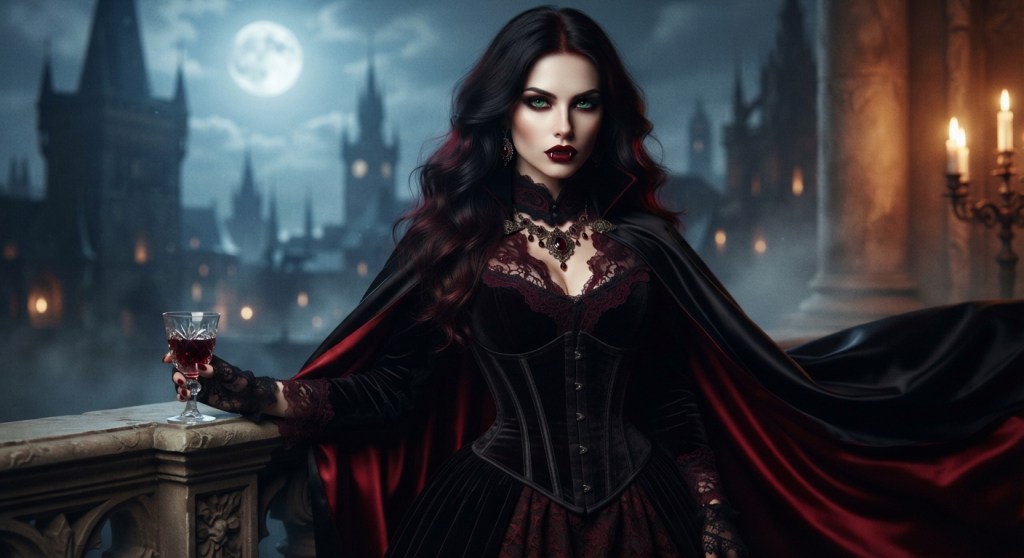 A cena con la&nbsp;vampira